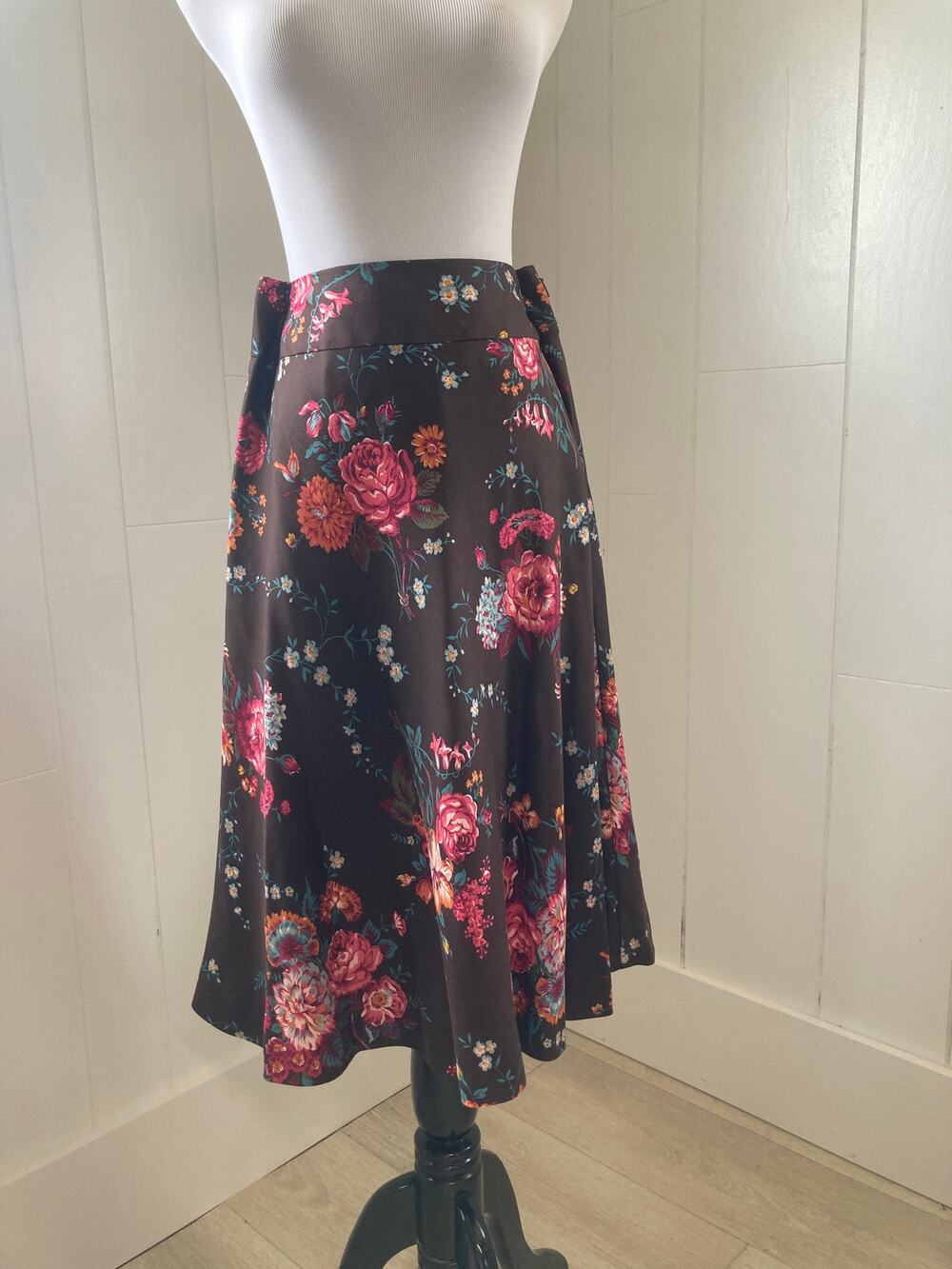 Pendleton Silk & Wool Blend Floral Midi Skirt, Size 4
